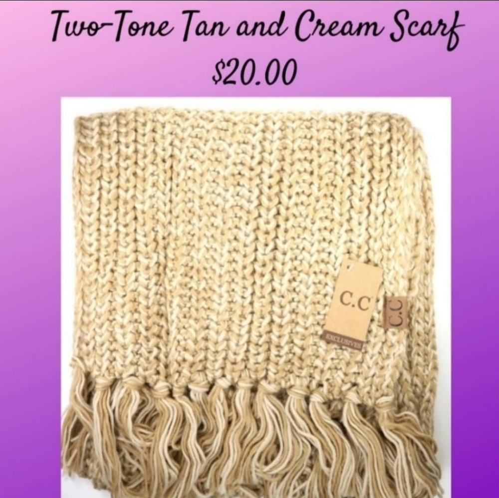 Two-Toned Tan and Cream Scarf